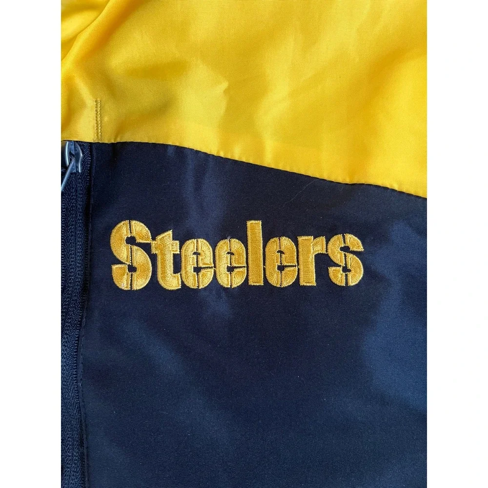 NFL Pittsburgh Steelers Mens Hooded Parka Jacket Black‎ Yellow Medium Full Zip